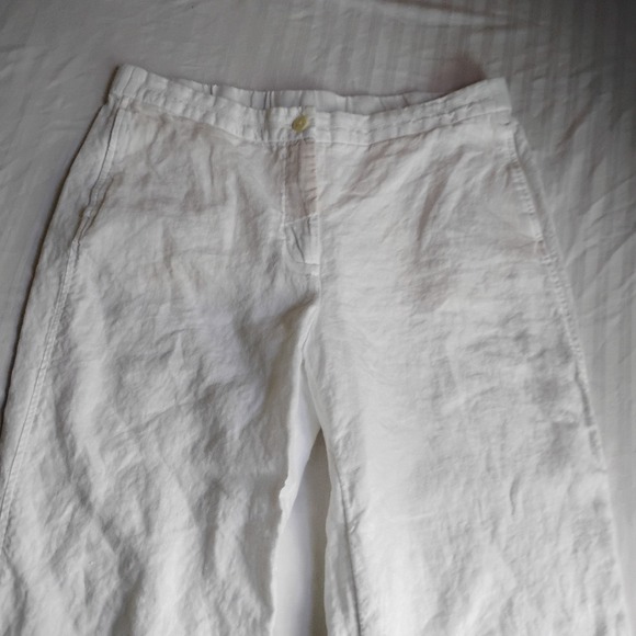J Jill Pants Large P Love Linen Wide Leg White Beach Lagenlook Pockets - Picture 2 of 13